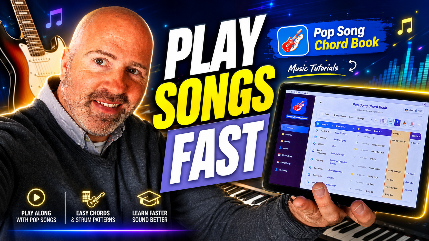 PopSongChordBook - Leer online popliedjes spelen