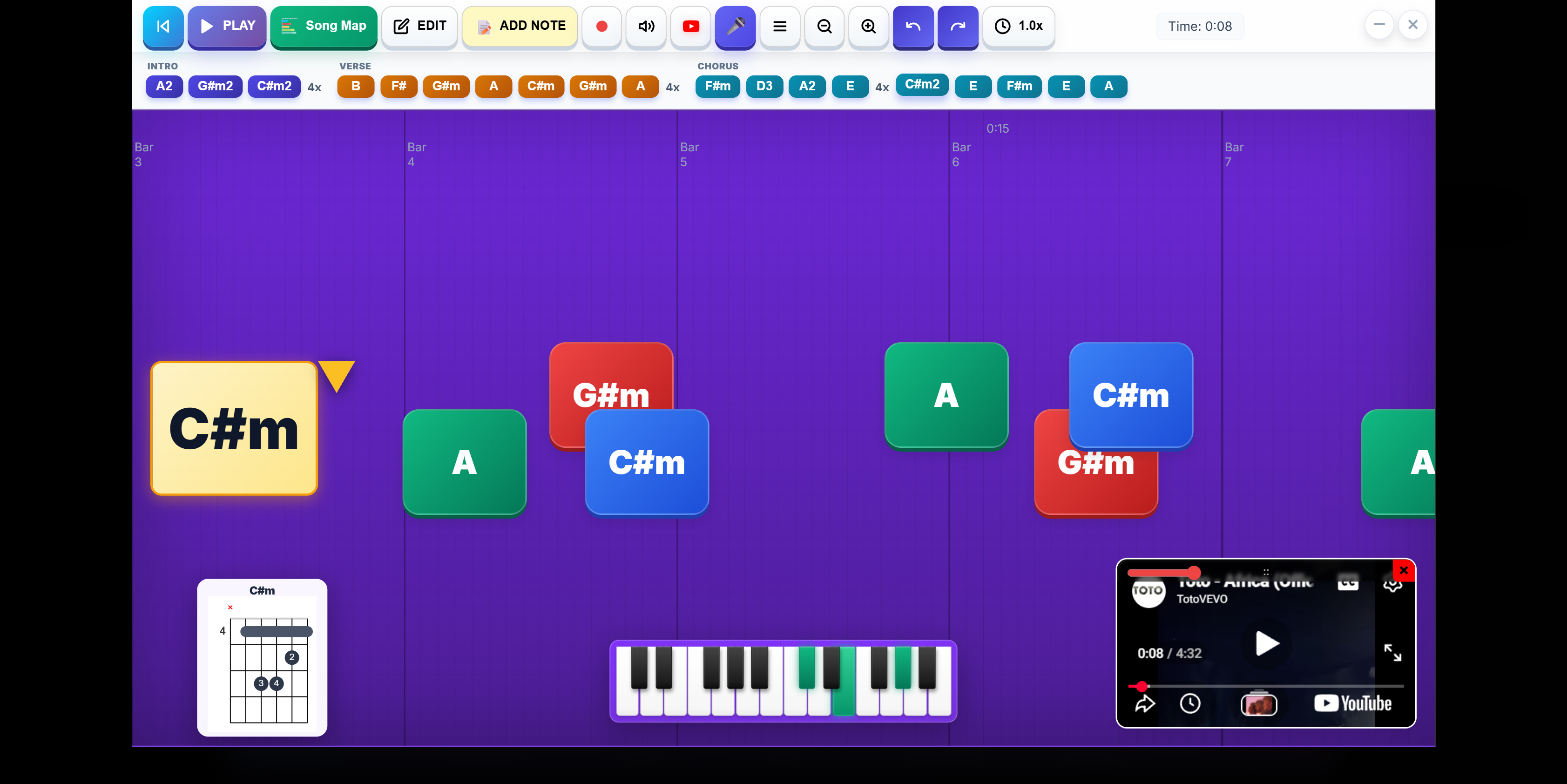 Scrolling Chords in PopSongChordBook